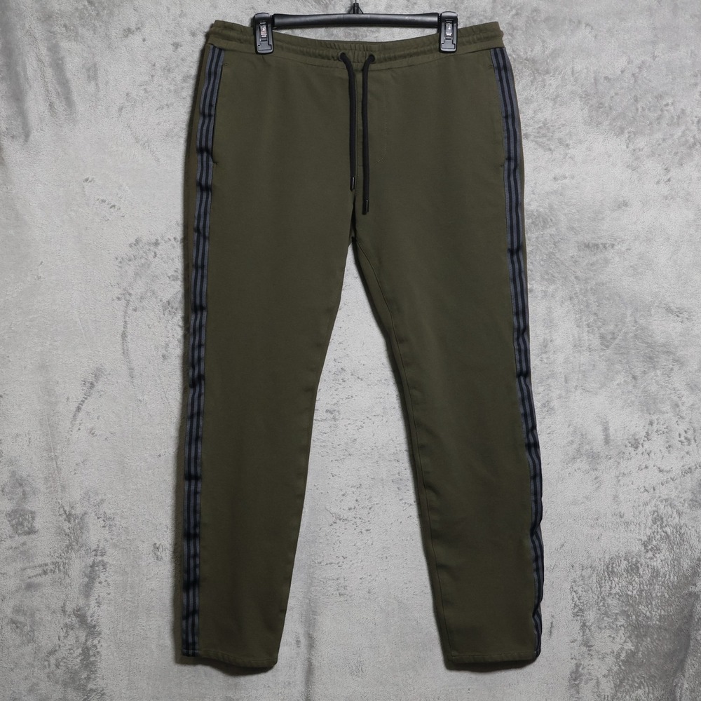 PAIGE Joggers Mens Medium Olive Green Side Stripe Athletic Casual Track Pants